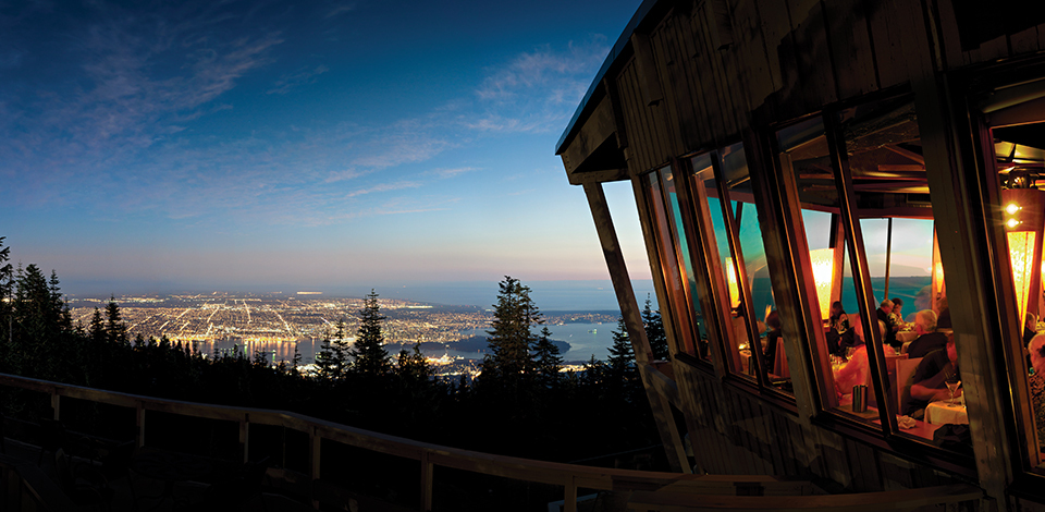 Observatory view at night overlooking Vancouver