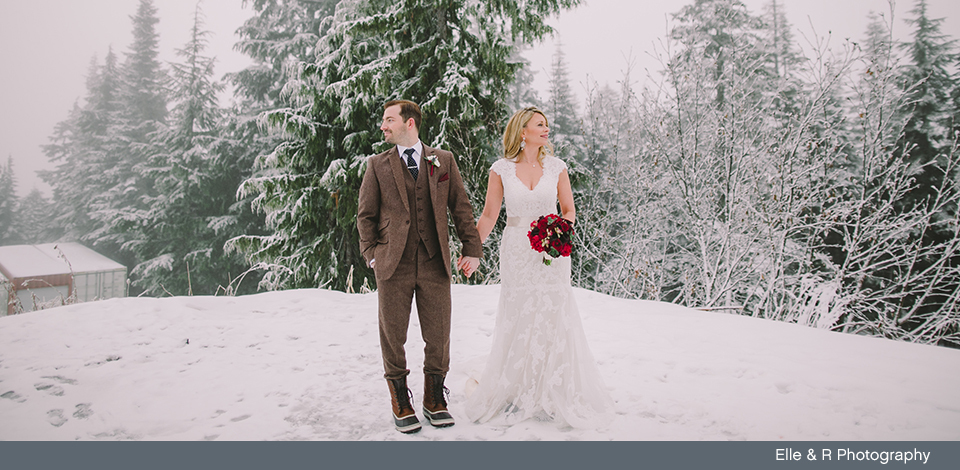 Couple married in the snow