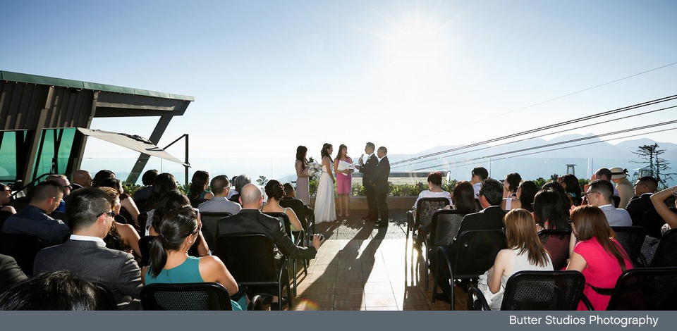 Wedding ceremony on Altitudes Deck in the summer 
